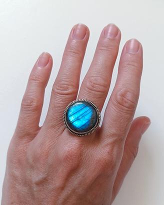 Anello labradorite e argento 925