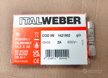 Confezione 10 Fusibili Cilindrici Italweber 