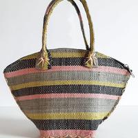 Mini Borsa in paglia con cerniera a righe