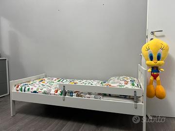 Letto singolo per bambini moderno in legno bianco