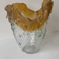 Vaso in vetro di Murano a fazzoletto vintage