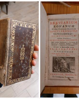 Antico Breviario Breviarum Romanum 1759 Frati Capp