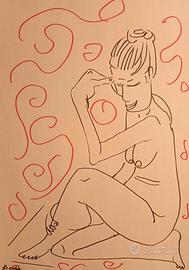 Disegno originale nudo di donna