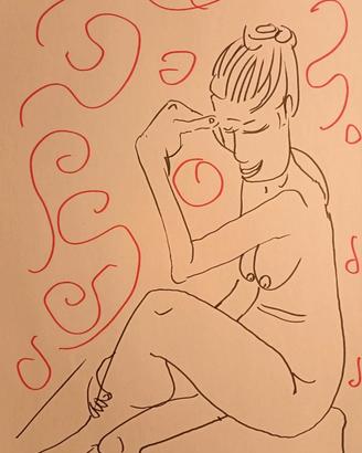 Disegno originale nudo di donna