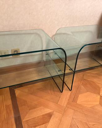 3 tavolini in vetro curvato Fiam vintage