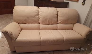 DIVANO IN PELLE BIANCO AVORIO
