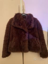 Faux fur marrone con bottoni Bershka taglia M