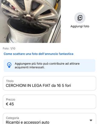 CERCHIONI IN LEGA FIAT da 16 5 fori