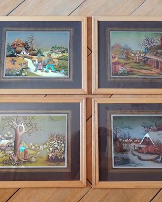 Stampe laminate "Le 4 stagioni" vintage