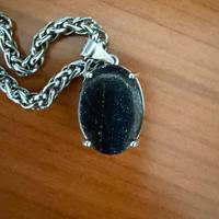 Ciondolo opale 925 collana in acciaio