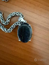 Ciondolo opale 925 collana in acciaio