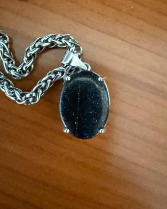 Ciondolo opale 925 collana in acciaio