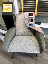 poltrona relax in tessuto unito e fantasia spigata