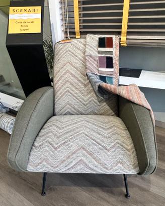 poltrona relax in tessuto unito e fantasia spigata