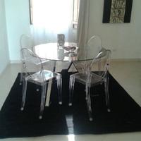 Tavolo bontempi, con piano in cristallo