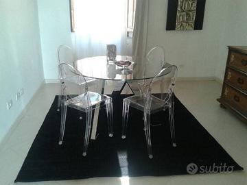 Tavolo bontempi, con piano in cristallo