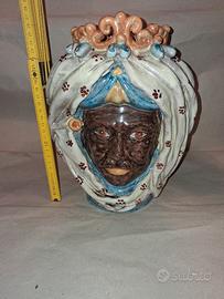 Testa ceramica h28 caltagirone moro argilla coffan
