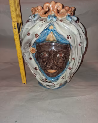 Testa ceramica h28 caltagirone moro argilla coffan