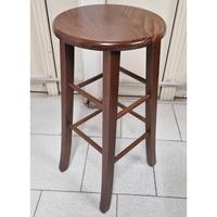 Sgabello noce scuro in legno h 67 gamba sciabola