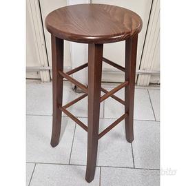 Sgabello noce scuro in legno h 67 gamba sciabola