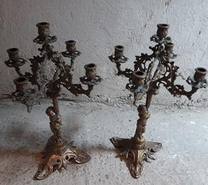 coppia candelabri in ferro battuto