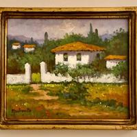 Adolfo Mastrovito - Paesaggio con casa e siepe