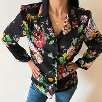 Camicia fiorata nera raso Zara