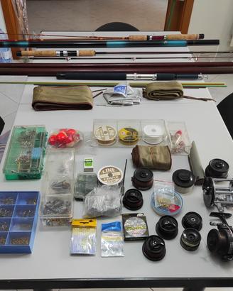 Lotto Pesca Vintage: 6 Canne, Mulinelli, Accessori