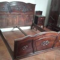Letto antico legno massello comodini top marmo