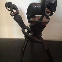 Scultura elefanti africana in legno