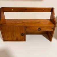 Mensola vintage in legno con cassetto