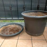 Vaso per piante con sottovaso usato grigio