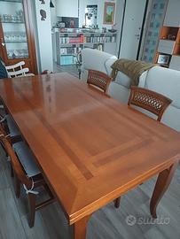 Tavolo in noce e ciliegio + 4 sedie