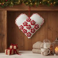 Cuore Decorativo Natalizio in Feltro Intrecciato -