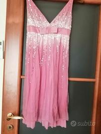 abito elegante rosa con paielletes.TG. 46