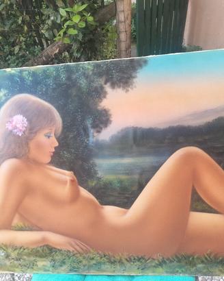 Dipinto olio su tela nudo femminile firma Paniello
