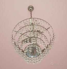 Lampadario acciaio e cristalli Swarovski 