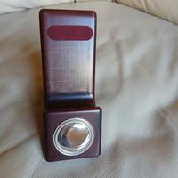 poggia smartphone in radica con placca argento