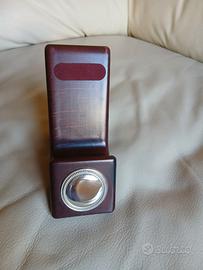 poggia smartphone in radica con placca argento