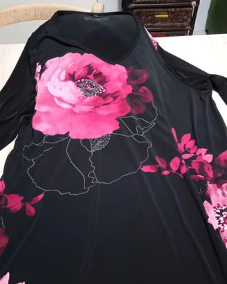 blusa a fiori lunga 