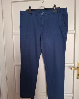Pantalone chino in piquet di cotone blu. 