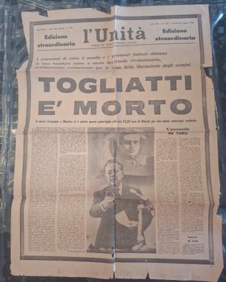 prima pagina 1964 L'unità morte Togliatti 