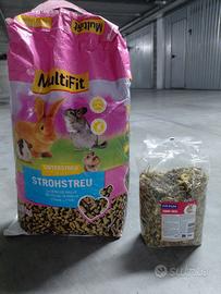 Lettiera  e mangiare  per coniglio