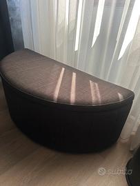Panca pouf con contenitore tessuto marrone scuro