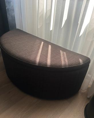 Panca pouf con contenitore tessuto marrone scuro