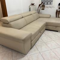 Divano letto con penisola ecopelle