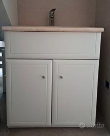 Mobile bagno bianco+top in marmo+rubinetto Grohe