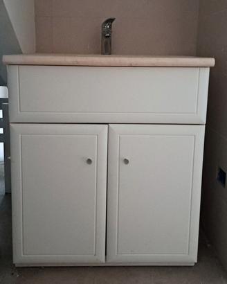Mobile bagno bianco+top in marmo+rubinetto Grohe