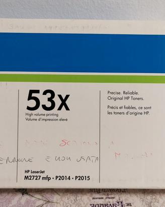 Toner HP 53X - Q7553X Nero -  aperto non usato