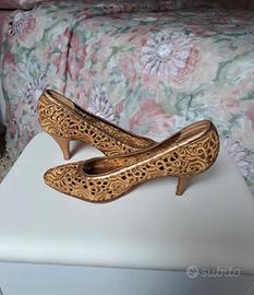 scarpe donna artigianali oro vintage